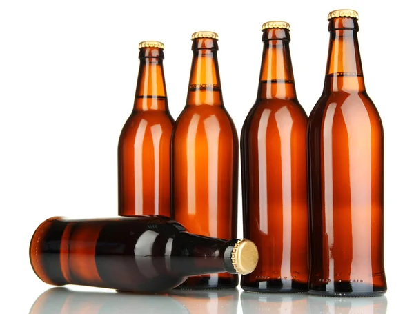 Bottiglie di birra isolate su bianco — Foto Stock