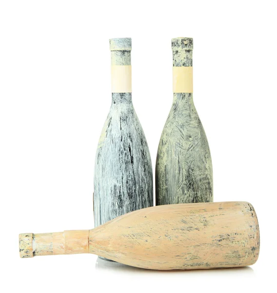 Gamla flaskor vin, isolerad på vit — Stockfoto