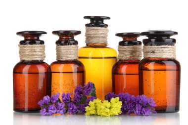 ilaç şişeleri üzerinde beyaz izole