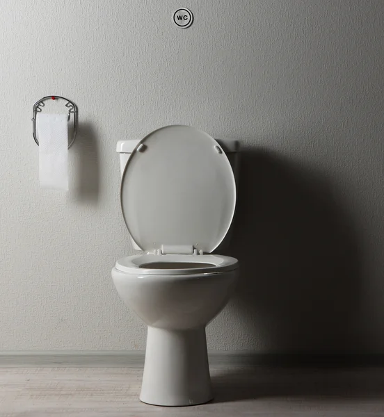 Weiße Toilettenschüssel und Toilettenpapier im Badezimmer — Stockfoto