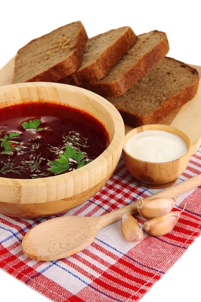 Borsch delicioso isolado em branco — Fotografia de Stock