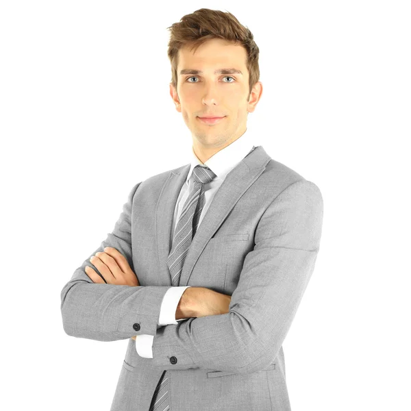 Porträt eines jungen Geschäftsmannes, isoliert auf Weiß — Stockfoto