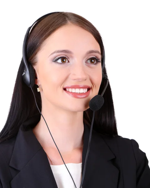 Operador de call center, isolado em branco — Fotografia de Stock