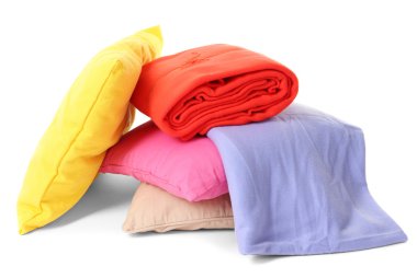 parlak yastık ve kareli, üzerinde beyaz izole