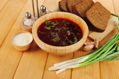 lezzetli borsch üzerinde tablo yakın çekim