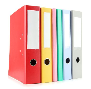 parlak office klasörler üzerinde beyaz izole
