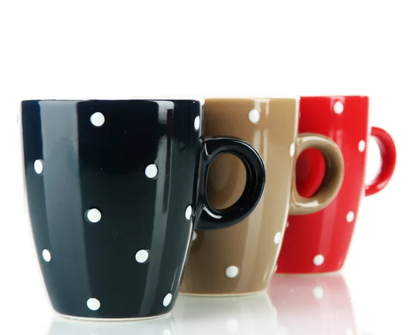 Three cups of polka dot isolated on white — Stock Photo, Image