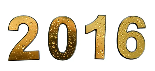 2016 w złote numery, na białym tle — Zdjęcie stockowe