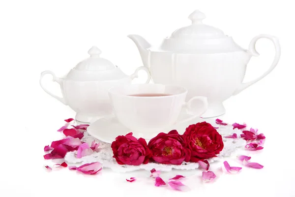 Té rosa aislado en blanco — Foto de Stock