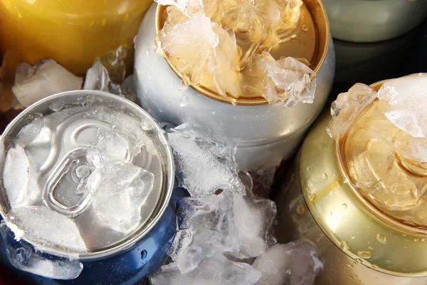 Metal tin on with ice close-up — Stock Photo, Image