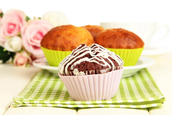 Dulces cupcakes de cerca — Foto de Stock