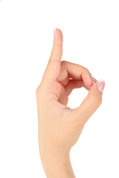 Пальцем правопис алфавіту в американському мовою жестів (Asl). Літера D — стокове фото