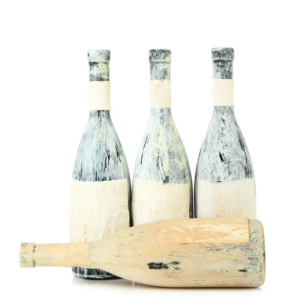 Vieilles bouteilles de vin, isolées sur blanc — Photo
