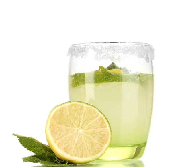 Lemonade in glass isolated on white — Stock Photo, Image