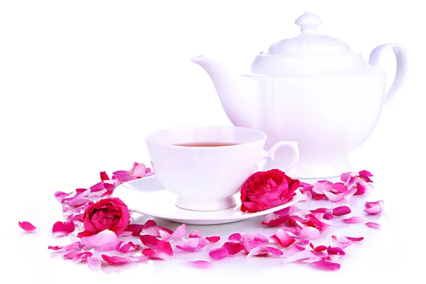 Té rosa aislado en blanco — Foto de Stock