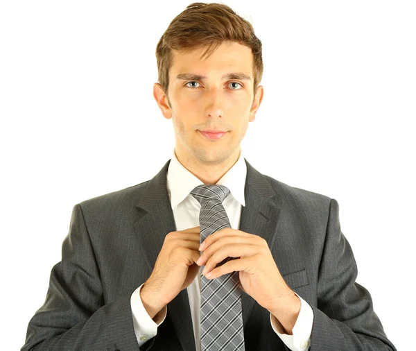 Porträt eines jungen Geschäftsmannes, isoliert auf Weiß — Stockfoto