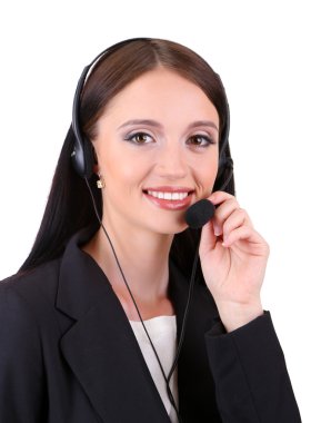 Çağrı Merkezi operatörü, üzerinde beyaz izole