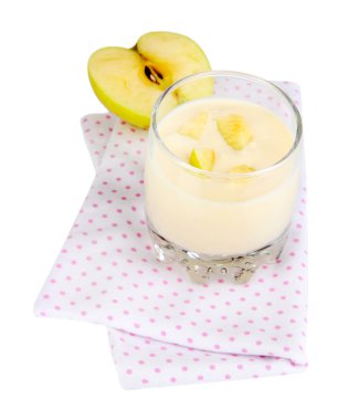 cam üzerine beyaz izole apple ile lezzetli yoğurt