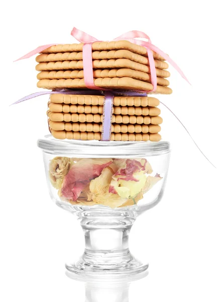 Söta kakor bundna med färgglada band isolerad på vit — Stockfoto