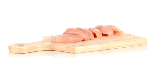 Carne de frango a bordo isolada em branco — Fotografia de Stock