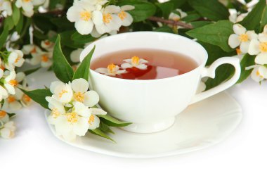 Yasemin, üzerinde beyaz izole ile çay