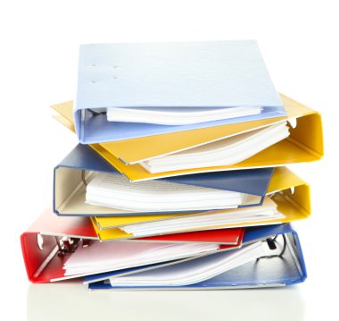 parlak office klasörler üzerinde beyaz izole