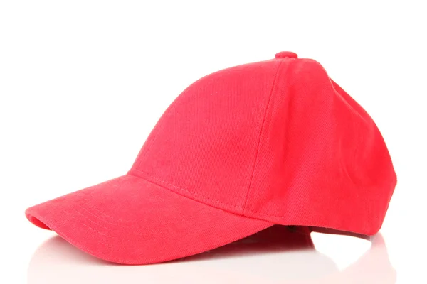 白で隔離される赤のひさしのついた帽子 — ストック写真