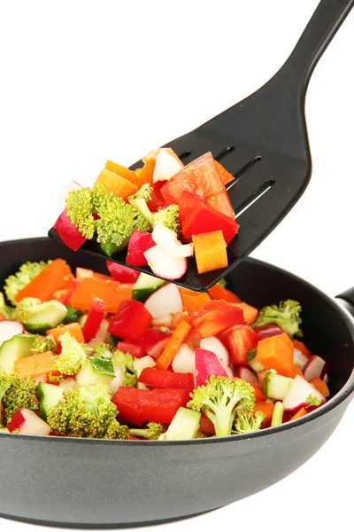 Ragout warzyw z patelni, na białym tle — Zdjęcie stockowe