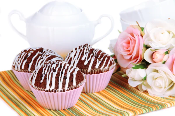 Sweet chocolate cupcakes close up — Stock Photo, Image