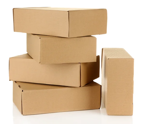 Parcels boxes, isolated on white — Stock Photo, Image