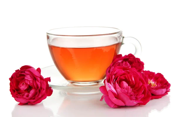 Té rosa aislado en blanco — Foto de Stock