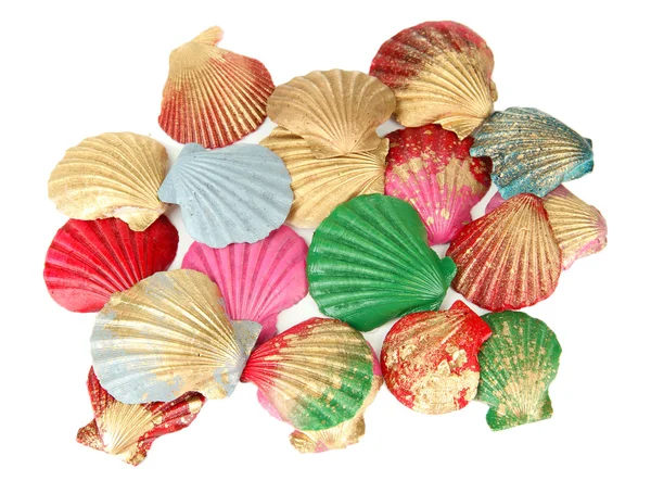 Conchas marinas coloridas, aisladas en blanco — Foto de Stock