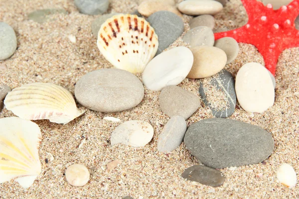 Zee stenen op zand achtergrond — Stockfoto