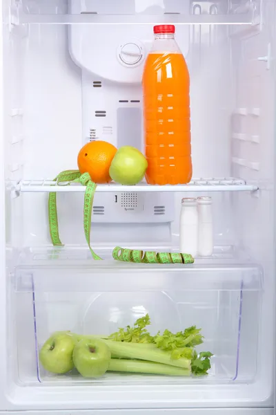 Open refrigerator with diet food — Stock Photo, Image