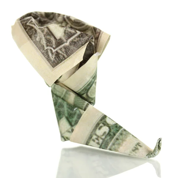 Dollar folded into boots isolated on white — Stock Photo, Image