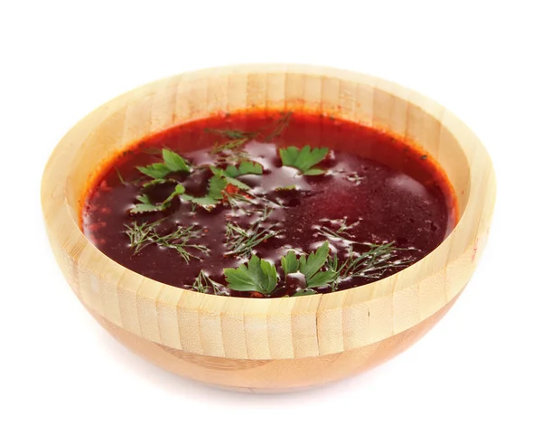 Borsch delicioso isolado em branco — Fotografia de Stock