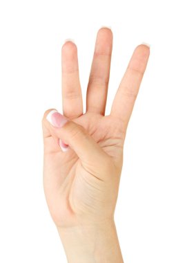 Parmak alfabesi Amerikan işaret dili (Asl) yazım. Harf W