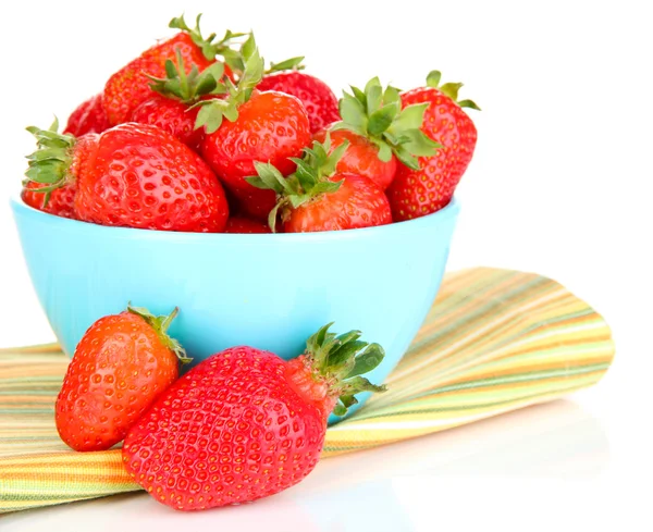 Fresh strawberry in bowl isolated on white — Stock Photo, Image