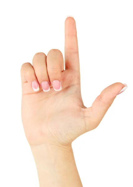 Finger pravopisu abecedy v americké znakové řeči (Asl). Písmeno L — Stock fotografie