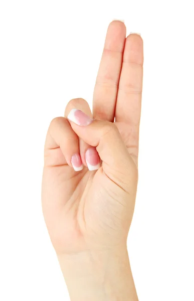 Finger pravopisu abecedy v americké znakové řeči (Asl). Velké písmeno U — Stock fotografie