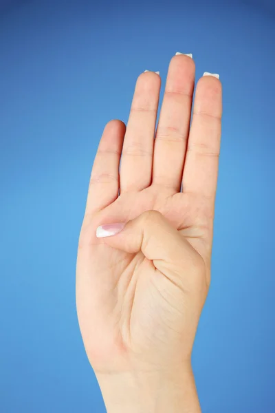 Finger Spelling the Alphabet in American Sign Language (ASL) (en inglés). Letra B — Foto de Stock