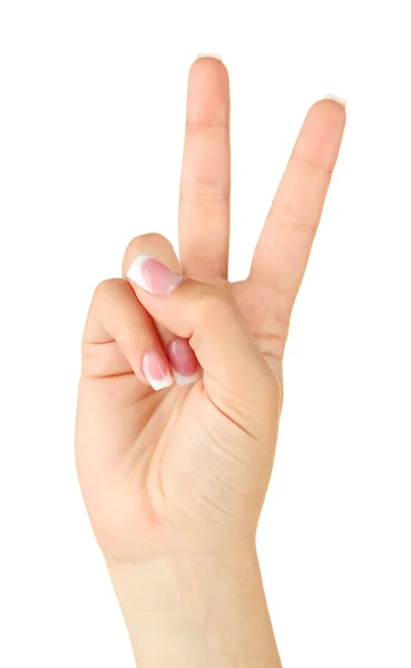 Finger Spelling the Alphabet in American Sign Language (ASL). Letter V — Stock Photo, Image