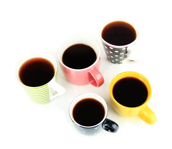 Viele Tassen Kaffee isoliert auf weiß — Stockfoto