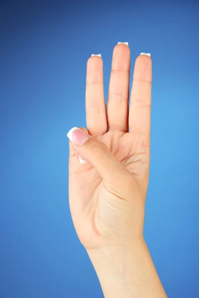 Finger Spelling the Alphabet in American Sign Language (ASL). Letter W — Stock Photo, Image