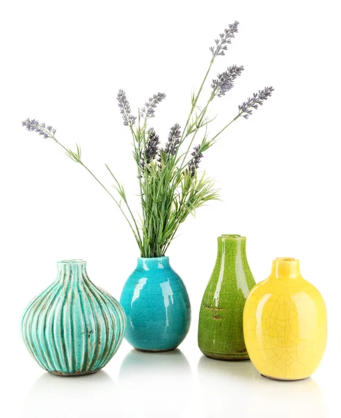 Decorative ceramic vases isolated on white — Stock Photo, Image