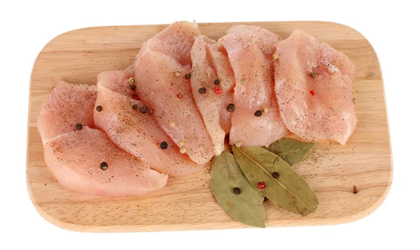 Carne de frango a bordo isolada em branco — Fotografia de Stock