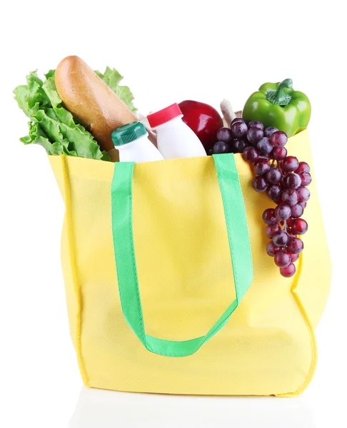Eco bag con shopping isolato su bianco — Foto Stock