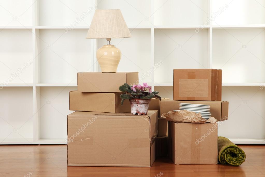 Moving Boxes In Empty Room Stock Photo C Belchonock 26549321