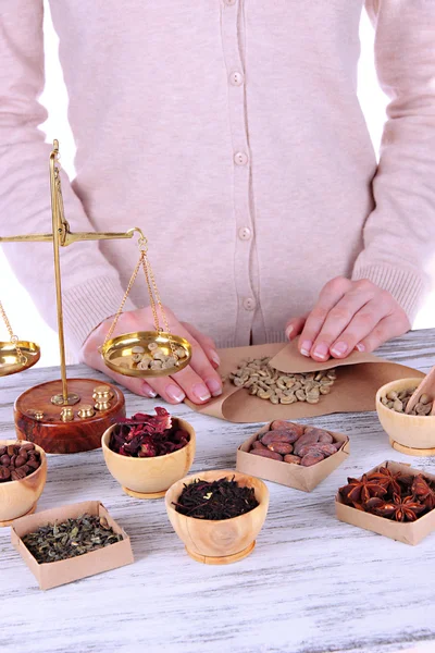 Sale of tea,coffee and different spices — Stock Photo, Image