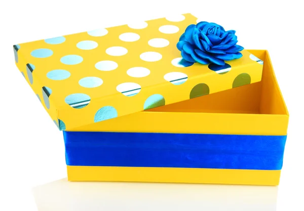 Yellow box for gifts isolated on white — Stock Photo, Image